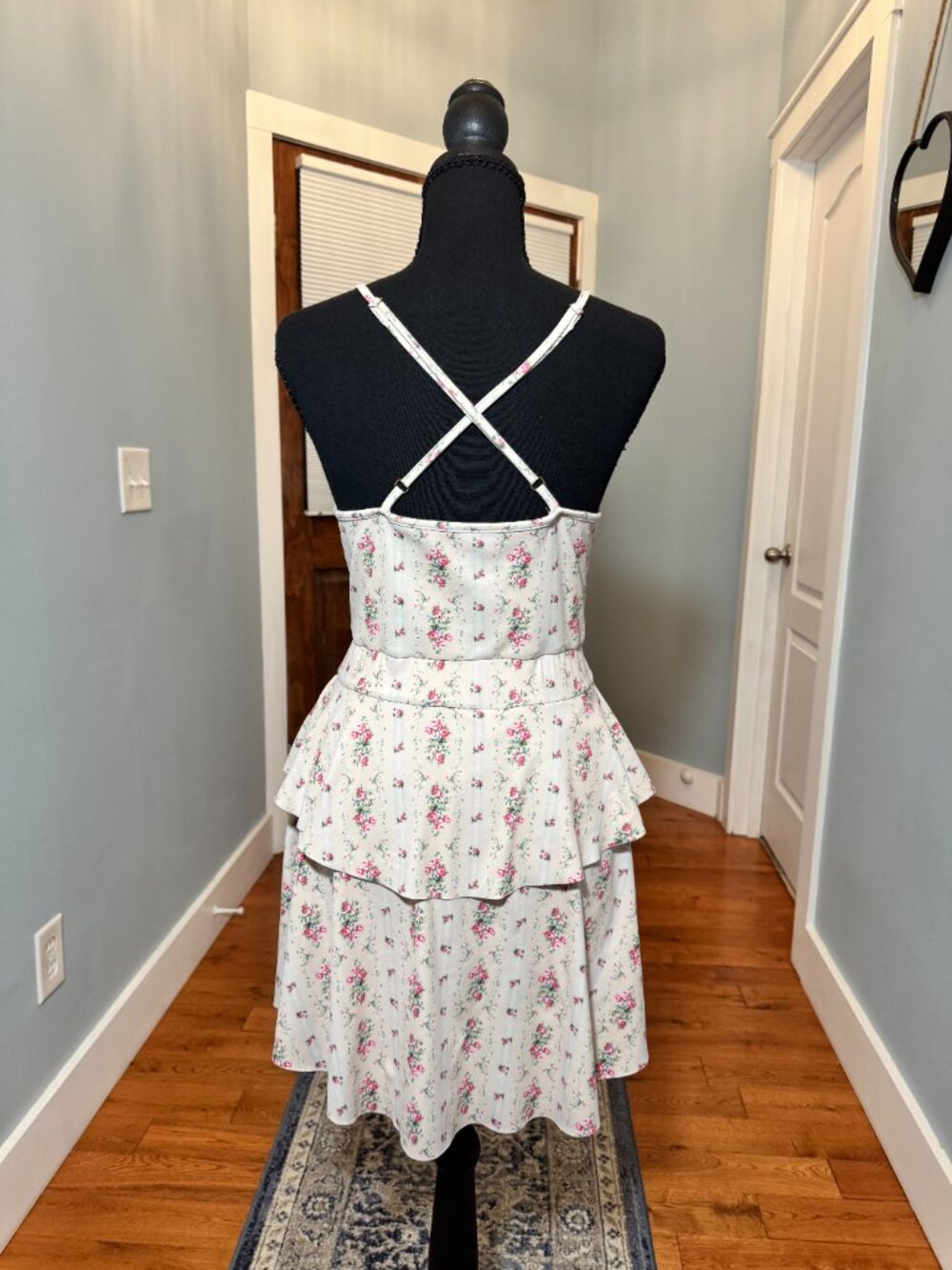 LoveShackFancy Zepelin Mini Dress Romper Floral Cream Pink M - Picture 5 of 13